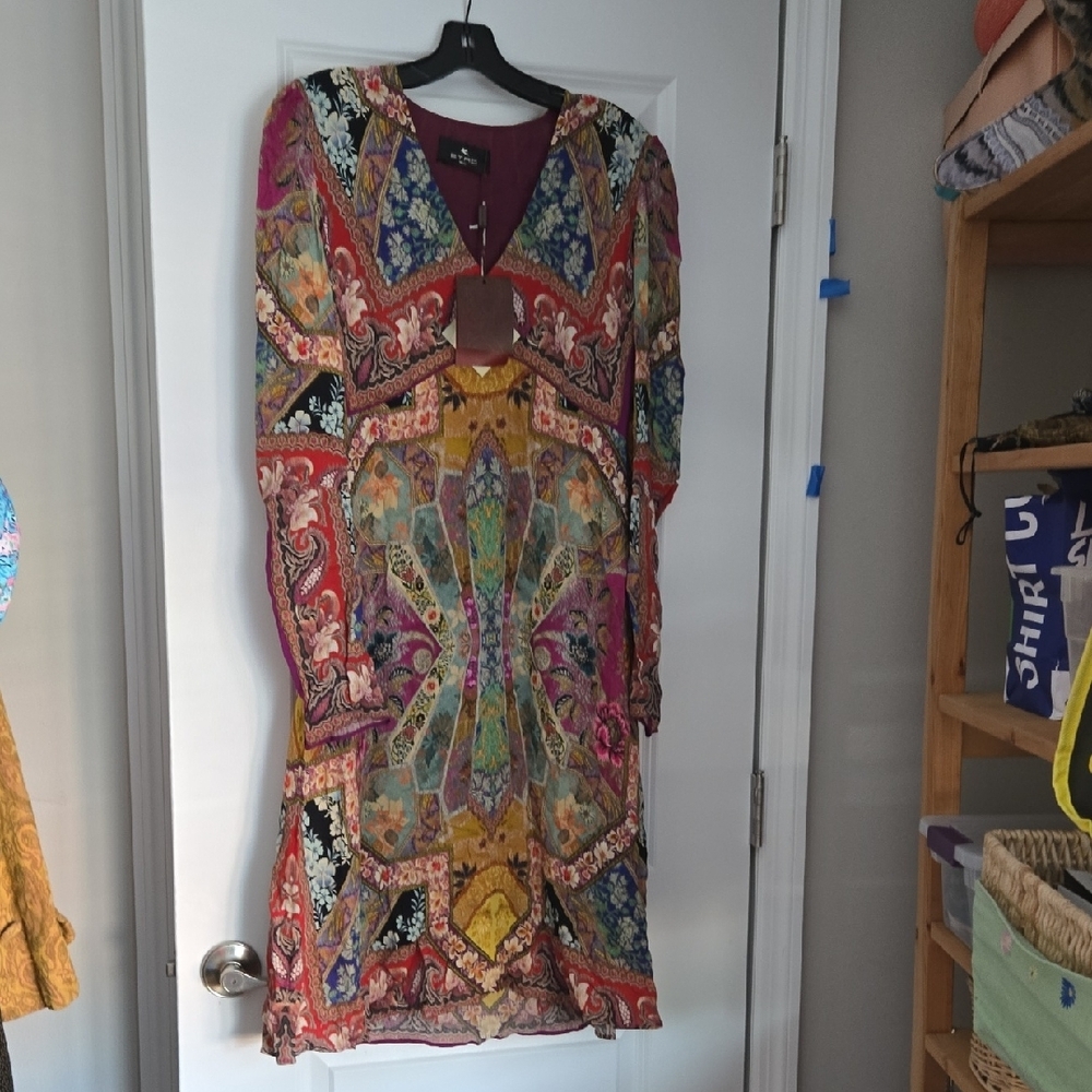 Etro Multicolor Floral Long Sleeve Dress - Picture 3 of 3